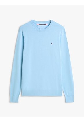 Saco Celeste De Cuello Redondo Con Logo Bordado Tommy Hilfiger