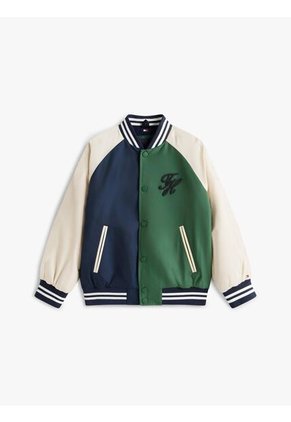 Chaqueta Multicolor Bomber Amplia Con Logo Bordado Tommy Hilfiger