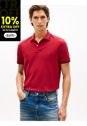 Polo Rojo De Piqué Con Corte Regular Tommy Hilfiger Tommy Hilfiger