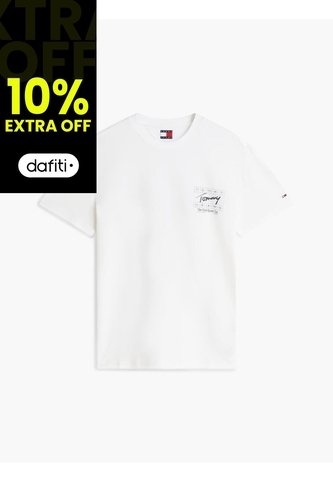 Camiseta Blanca De Corte Regular Con Logo Script Bordado Tommy Jeans Tommy Hilfiger