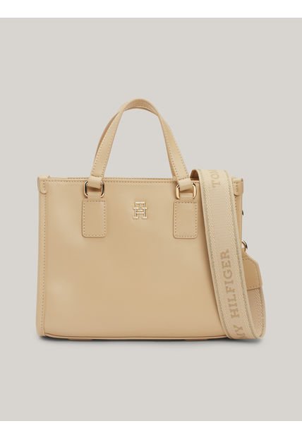 Bolso Beige Tote Pequeño Con Monotipo Hilfiger Tommy Hilfiger