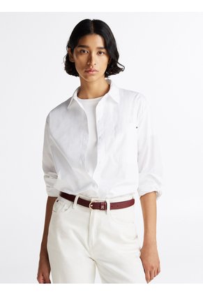 Camisa Blanca De Popelín Con Corte Oversize Tommy Hilfiger