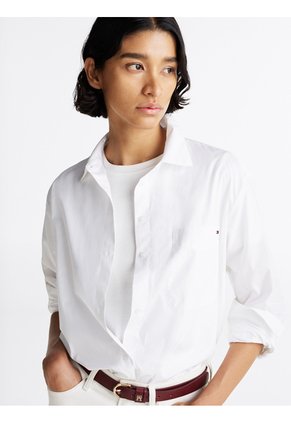 Camisa Blanca De Popelín Con Corte Oversize Tommy Hilfiger