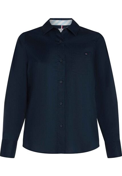 Camisa Azul Classic Poplin De Manga Larga Tommy Hilfiger