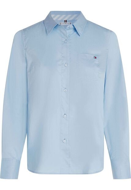 Camisa Celeste Classic Poplin De Manga Larga Tommy Hilfiger
