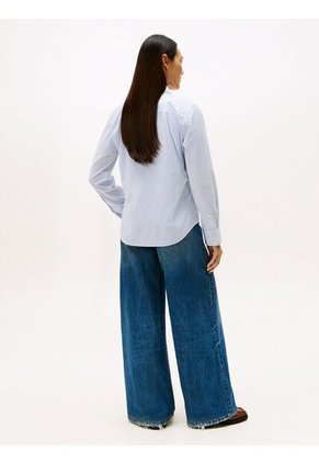 Camisa Azul A Rayas De Corte Regular Tommy Hilfiger