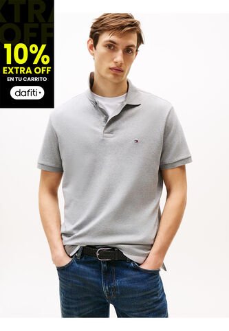 Polo Gris De Punto Interlock De Corte Regular Tommy Hilfiger Tommy Hilfiger