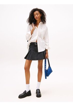 Camisa Blanca De Corte Amplio En Sarga Tommy Jeans