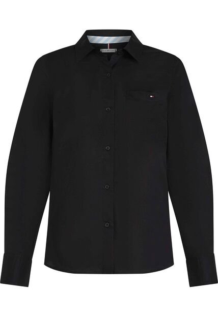 Camisa Negra Classic Poplin De Manga Larga Tommy Hilfiger