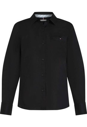 Camisa Negra Classic Poplin De Manga Larga Tommy Hilfiger