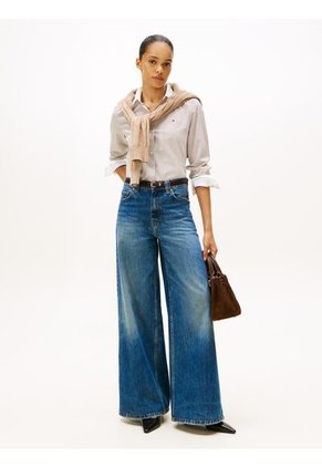 Camisa Marrón A Rayas De Corte Regular Tommy Hilfiger