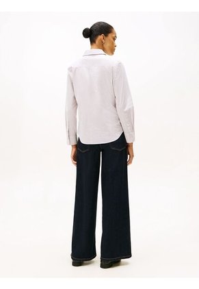 Camisa Blanca A Rayas De Corte Regular Tommy Hilfiger