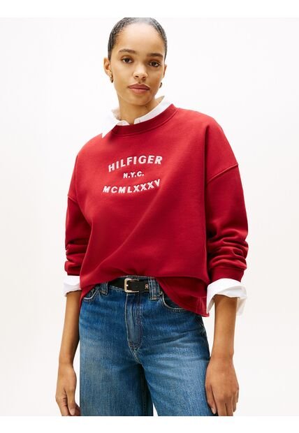 Saco Rojo Fleece De Cuello Redondo  Tommy Hilfiger