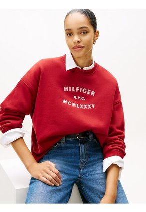 Saco Rojo Fleece De Cuello Redondo  Tommy Hilfiger