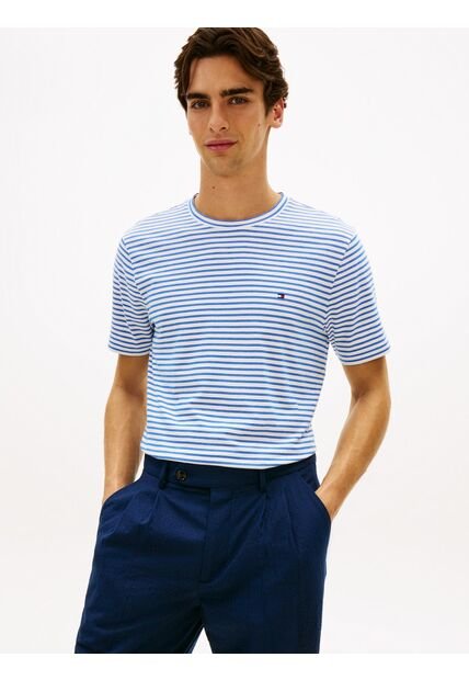 Camiseta Azul Regular Fit A Rayas Tommy Hilfiger