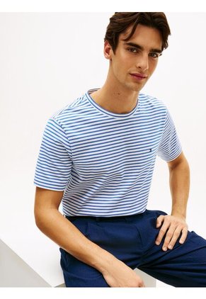 Camiseta Azul Regular Fit A Rayas Tommy Hilfiger