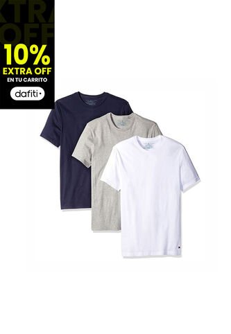 Pack Azul Oscuro De 3 Camisetas De Cuello Redondo Con Logo  Tommy Hilfiger Tommy Hilfiger