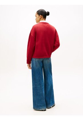 Saco Rojo Fleece De Cuello Redondo  Tommy Hilfiger