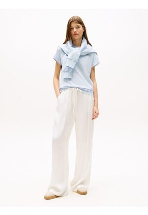 Camiseta Celeste Texturizada De Cuello Redondo Tommy Hilfiger