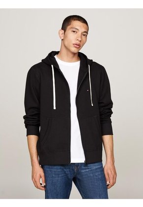 Buzo Negro De Felpa Con Capota Y Cremallera Tommy Hilfiger