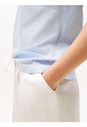 Camiseta Celeste Texturizada De Cuello Redondo Tommy Hilfiger