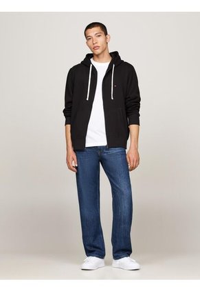 Buzo Negro De Felpa Con Capota Y Cremallera Tommy Hilfiger