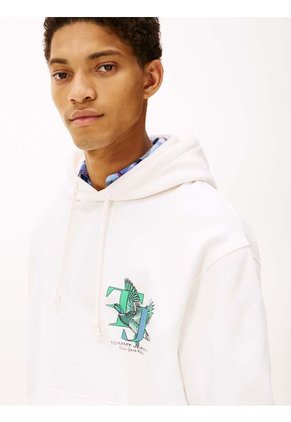 Buzo Blanco Con Capota Y Logo Gráfico Tommy Jeans