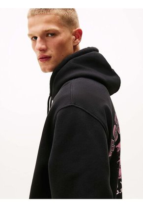 Buzo Negro Con Capota Y Logo Gráfico Tommy Jeans