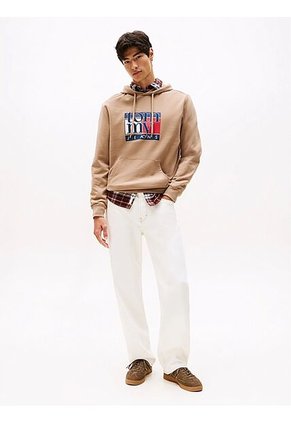 Buzo Beige Con Capota Y Logo Tommy Jeans