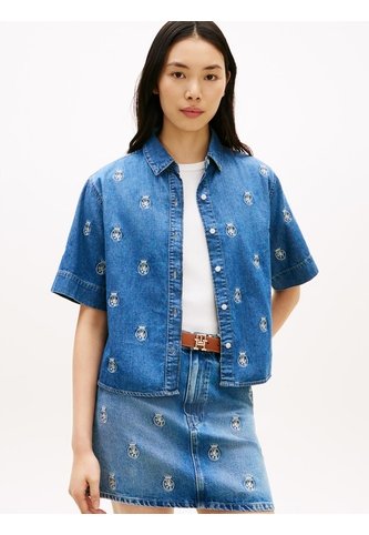 Camisa Azul Denim AOP De Corte Relaxed Tommy Hilfiger Tommy Hilfiger