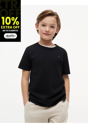 Camiseta Negra Nantucket De Cuello Redondo Con Logo Tommy Hilfiger