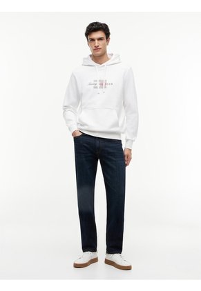Buzo Blanco De Felpa Con Capota Con Cordón Y Logo Tommy Hilfiger