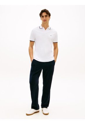 Polo Blanco De Piqué Con Corte Regular Tommy Hilfiger
