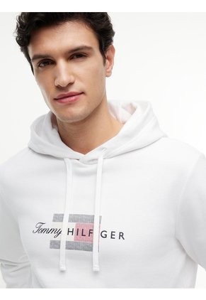 Buzo Blanco De Felpa Con Capota Con Cordón Y Logo Tommy Hilfiger