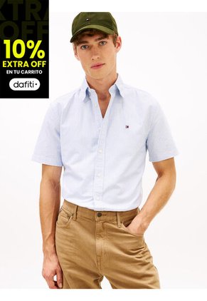 Camisa Azul Heritage Oxford Con Diseño De Rayas Tommy Hilfiger