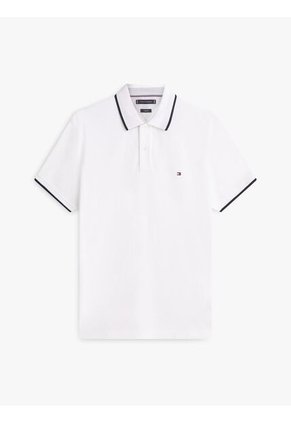 Polo Blanco De Piqué Con Corte Regular Tommy Hilfiger