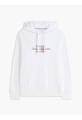 Buzo Blanco De Felpa Con Capota Con Cordón Y Logo Tommy Hilfiger