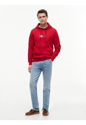 Buzo Rojo De Felpa Con Capota Con Cordón Y Logo Tommy Hilfiger