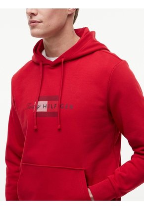 Buzo Rojo De Felpa Con Capota Con Cordón Y Logo Tommy Hilfiger