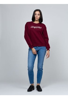 Saco Rojo Fleece De Cuello Redondo Con Logo Gráfico Tommy Hilfiger