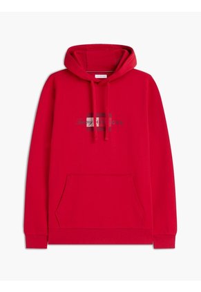 Buzo Rojo De Felpa Con Capota Con Cordón Y Logo Tommy Hilfiger