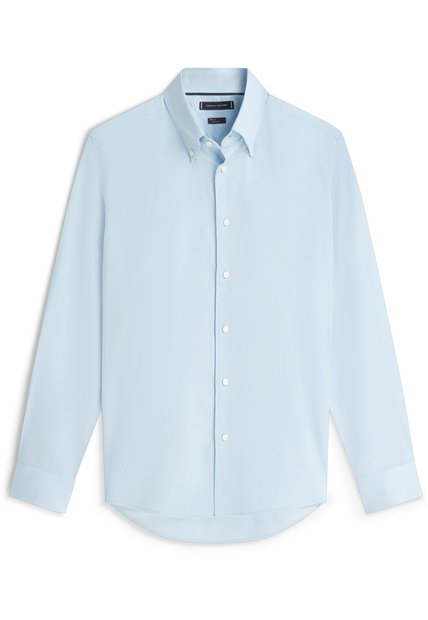 Camisa Celeste Twill De Corte Regular Con Cuello Flexible Tommy Hilfiger