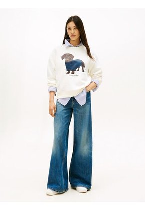 Saco Blanco De Cuello Redondo Con Logo Tommy Hilfiger