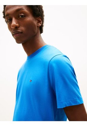 Camiseta Azul De Cuello Redondo Con Logo Bordado Tommy Hilfiger