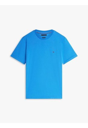 Camiseta Azul De Cuello Redondo Con Logo Bordado Tommy Hilfiger