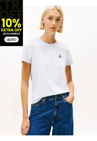 Camiseta Celeste De Corte Regular Con Diseño De Rayas Tommy Hilfiger Tommy Hilfiger