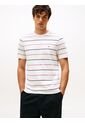 Camiseta Blanca Regular Fit A Rayas Tommy Hilfiger de Tommy Hilfiger