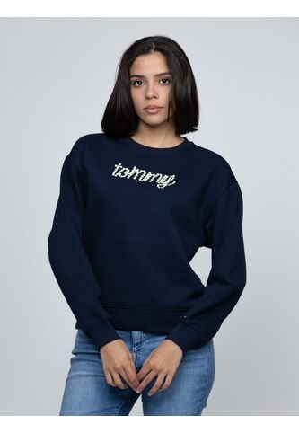 Saco Azul Oscuro Fleece De Cuello Redondo Con Logo Gráfico Tommy Hilfiger Tommy Hilfiger