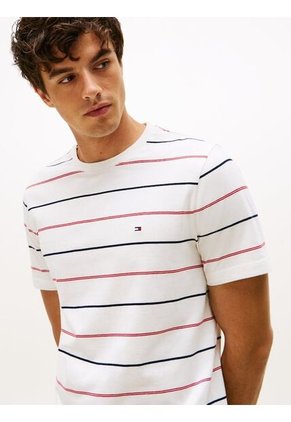 Camiseta Blanca Regular Fit A Rayas Tommy Hilfiger