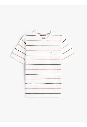 Camiseta Blanca Regular Fit A Rayas Tommy Hilfiger